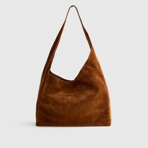 Quince Suede Slouchy Shoulder Bag in Whiskey